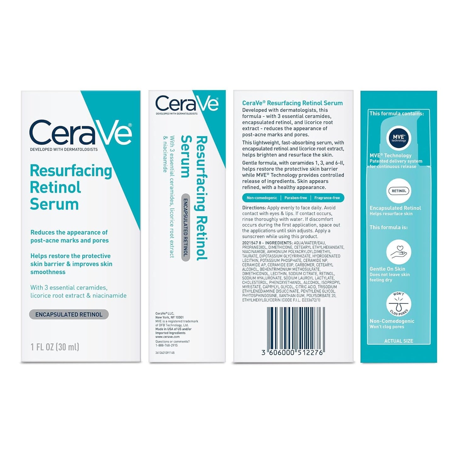 CeraVe Resurfacing Retinol Serum 30ml – Post Acne Marks & Pore Minimizer