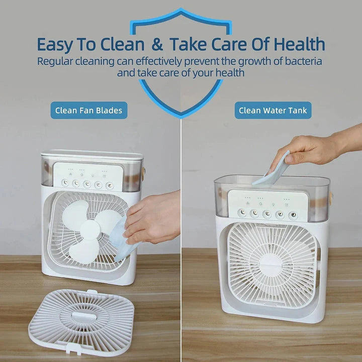 Portable Air Conditioner Cooler USB Electric with LED Night Light, Fine Mist Water, and Humidifier Function
