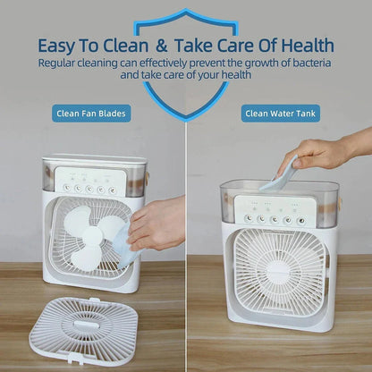 Portable Air Conditioner Cooler USB Electric with LED Night Light, Fine Mist Water, and Humidifier Function